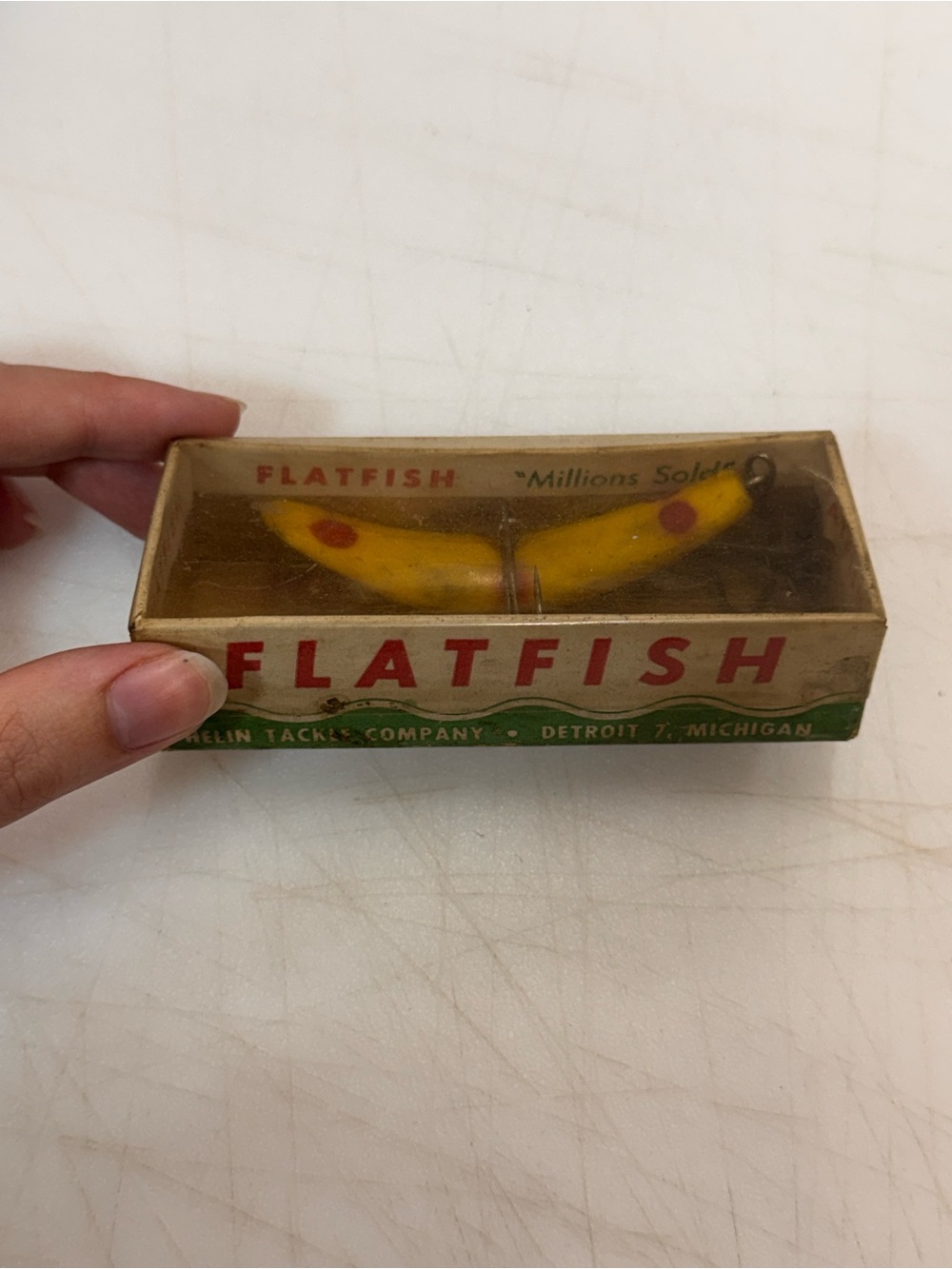 Helin Tackle Co Flatfish Lure F6 Yellow Fishing Bait Vintage Sport
